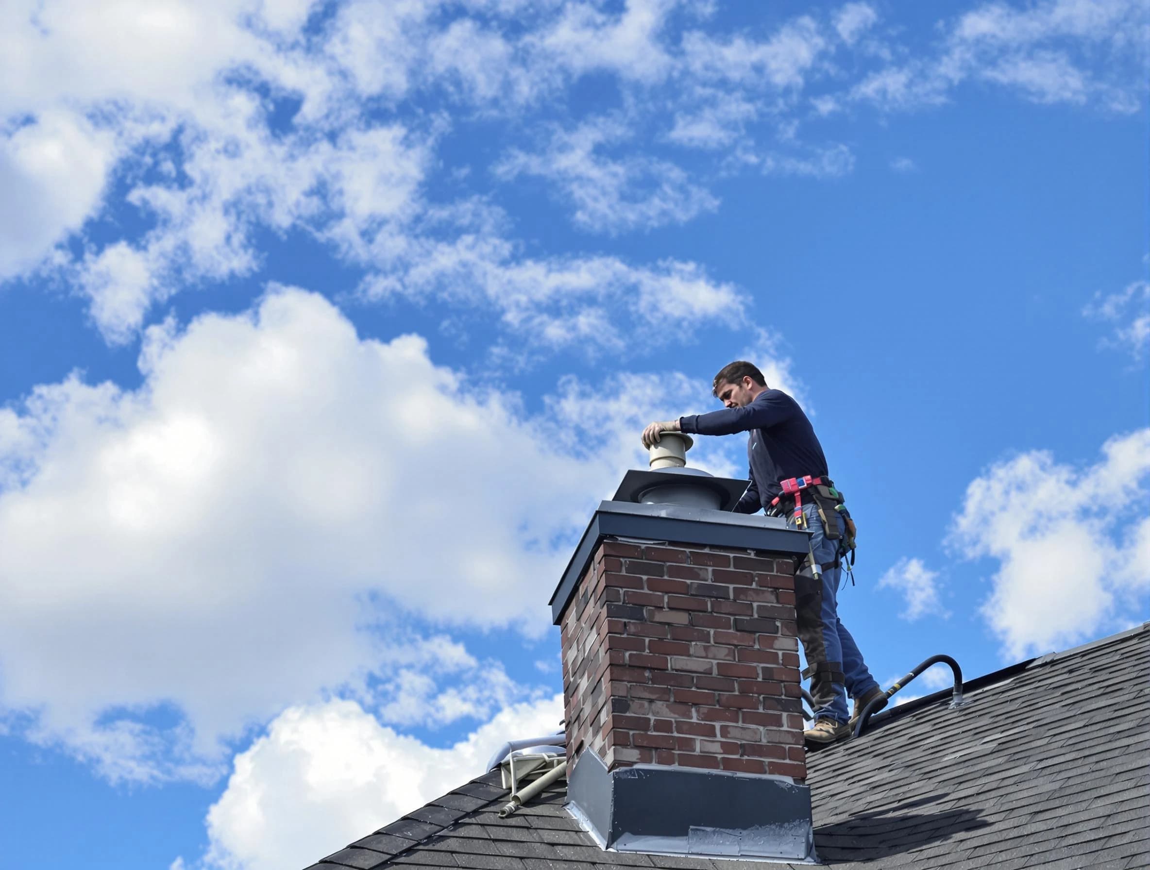 Nashville Chimney Sweep installing a sturdy chimney cap in Nashville, TN