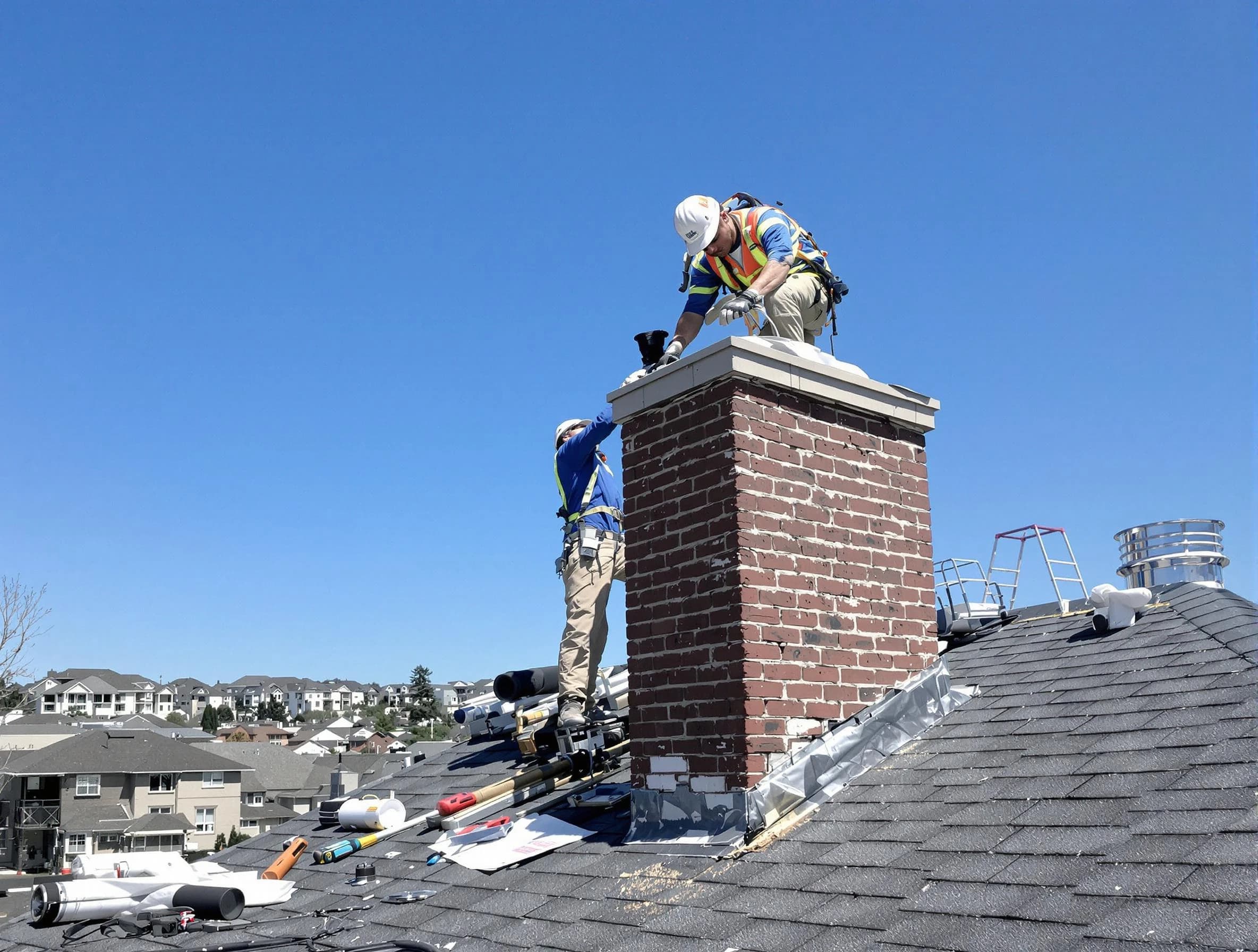 Nashville Chimney Sweep repairing a chimney crown in Nashville, TN
