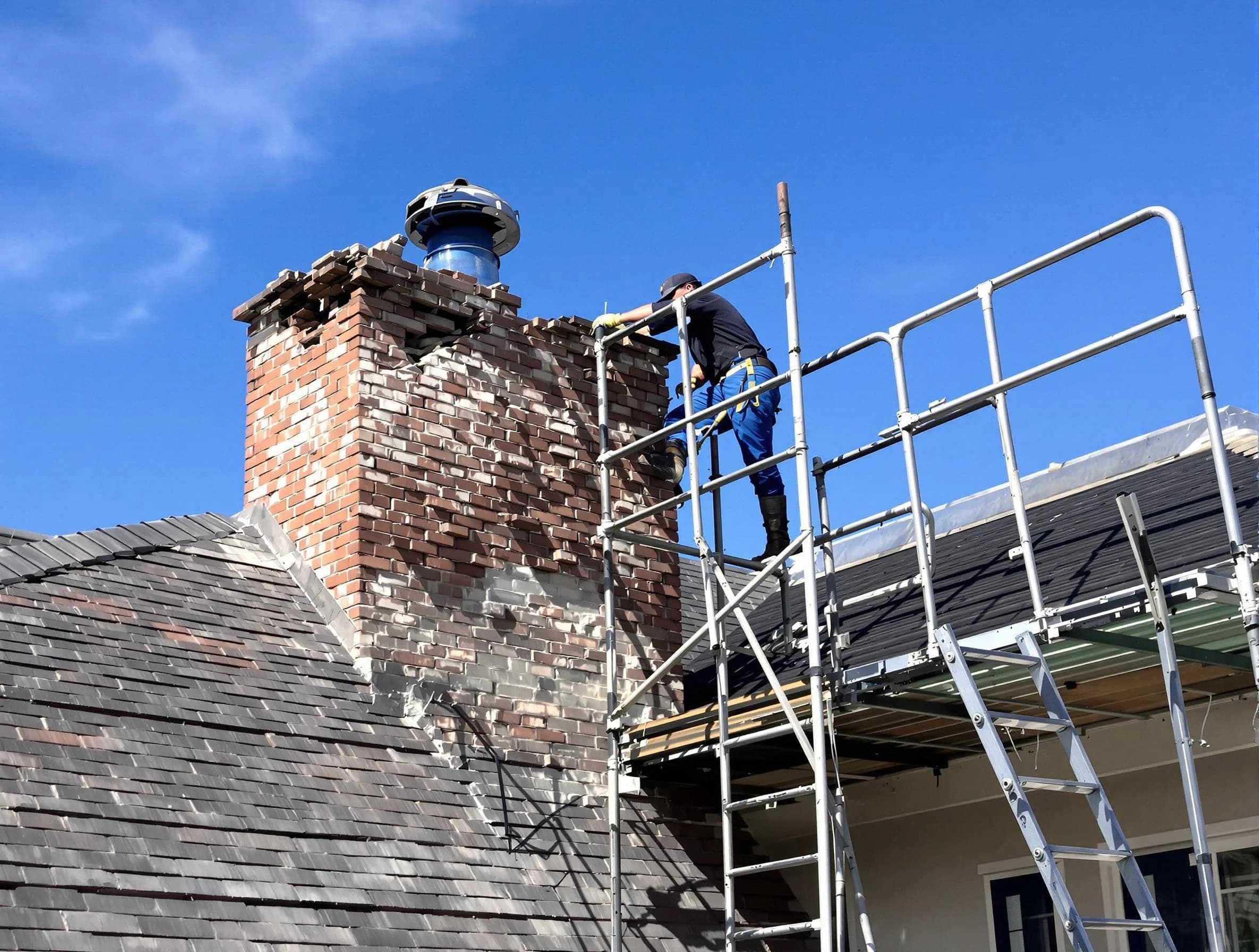 Rebuilding a chimney structure by Nashville Chimney Sweep in Nashville, TN