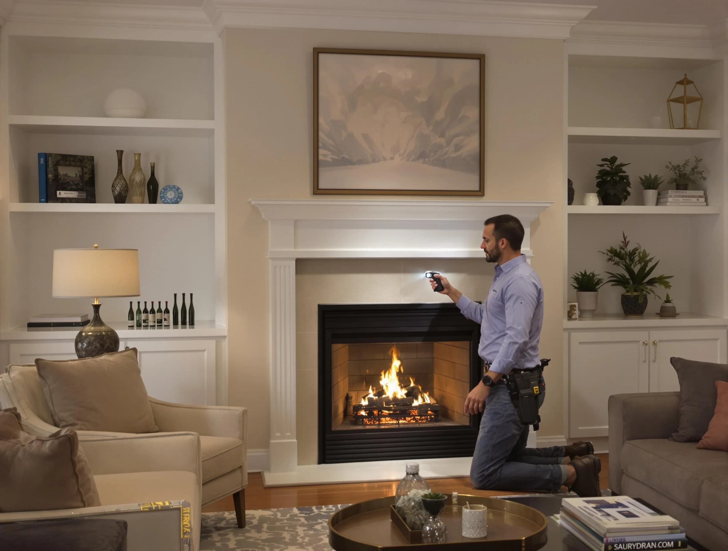 Nashville Chimney Sweep conducting a fireplace safety inspection in Nashville, TN