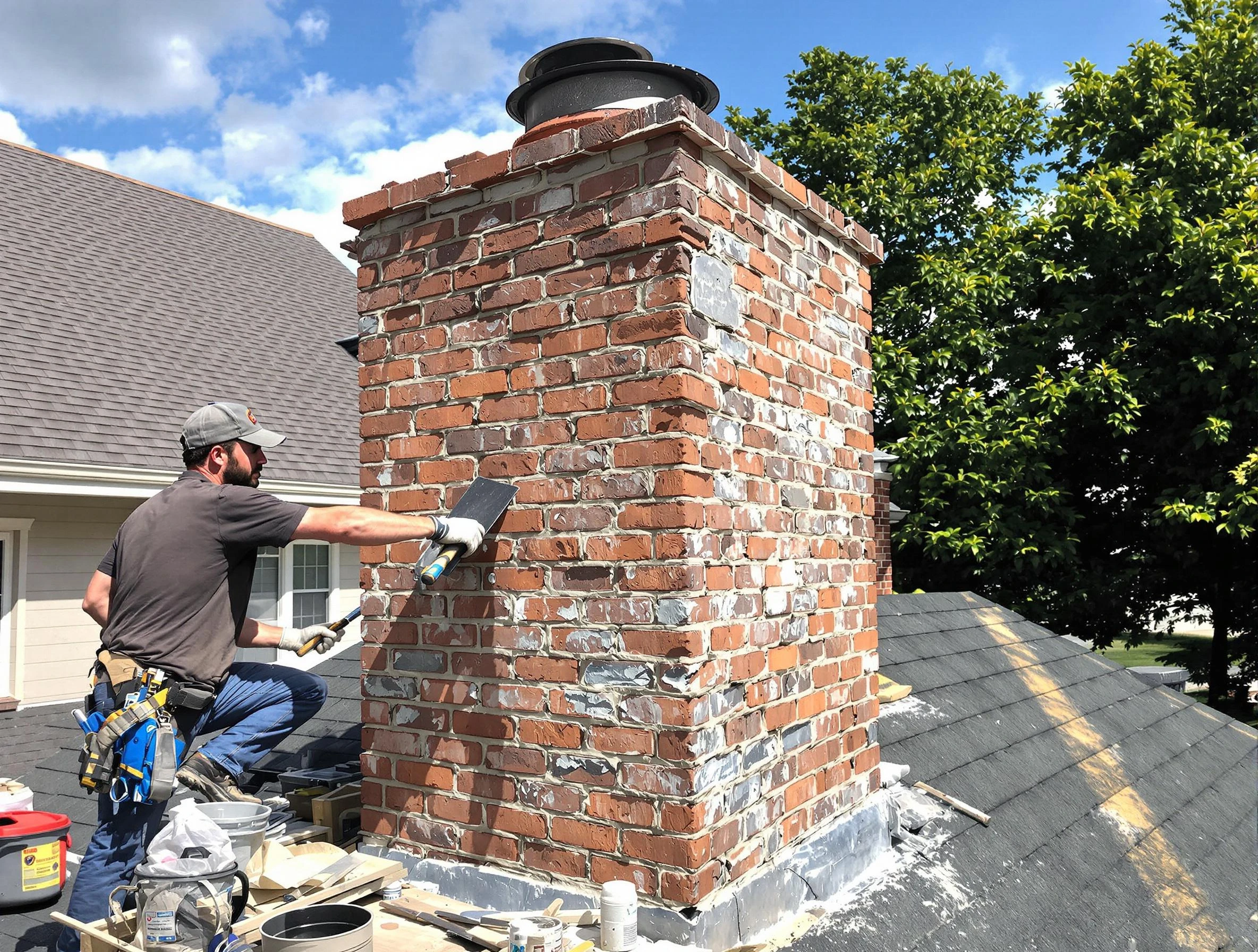 Completed chimney rebuild by Nashville Chimney Sweep in Nashville, TN