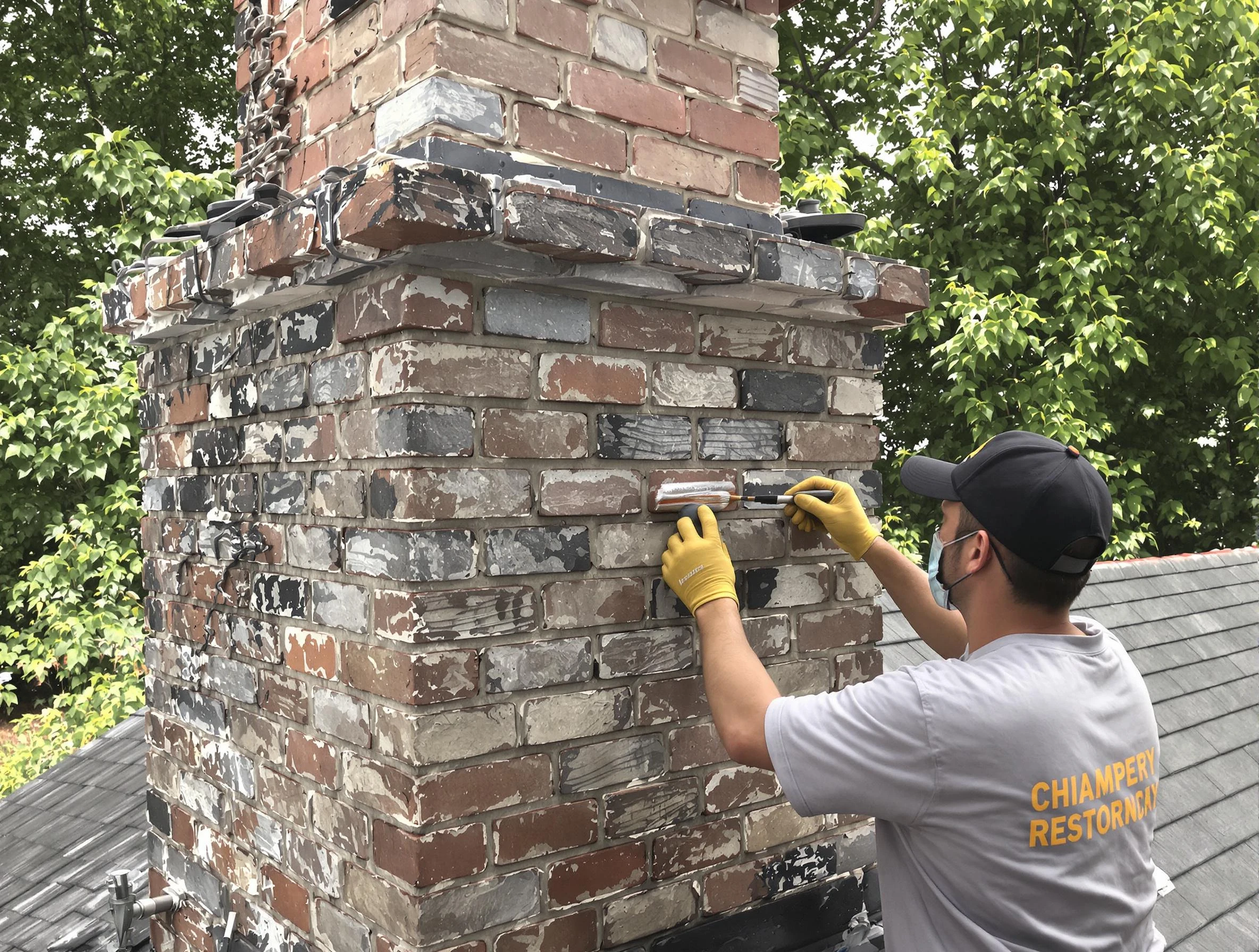 In-progress chimney restoration by Nashville Chimney Sweep in Nashville, TN