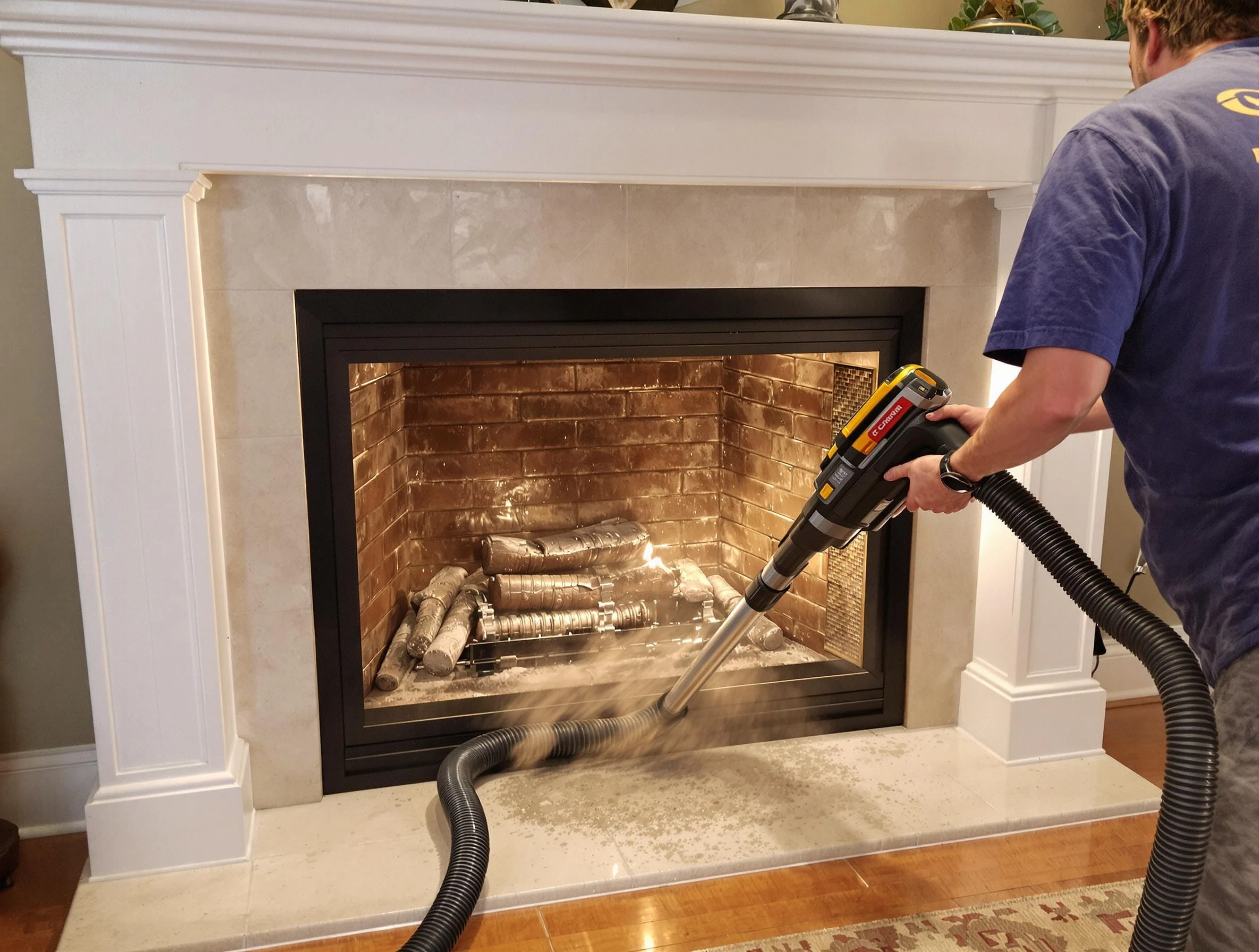 Fireplace cleaning performed by Nashville Chimney Sweep in Nashville, TN