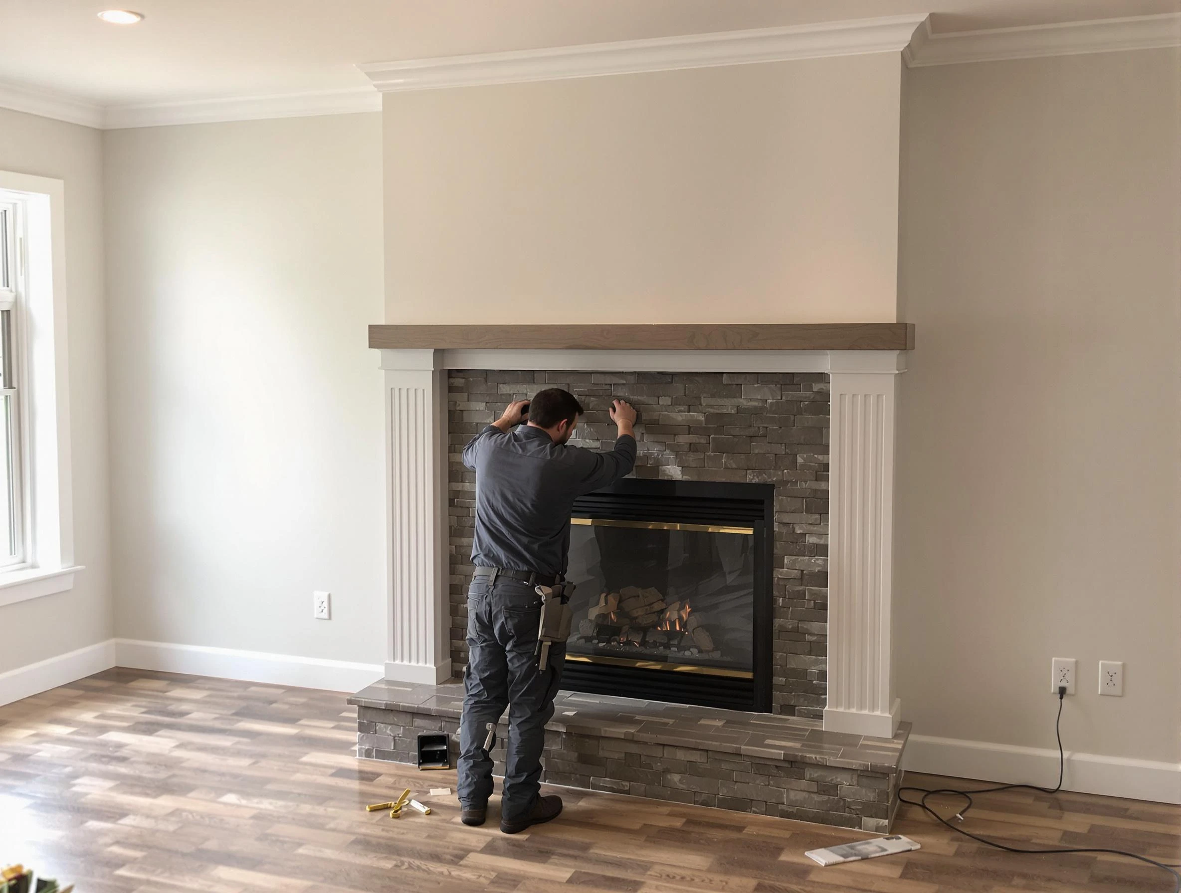 Nashville Chimney Sweep finishing a custom fireplace install in Nashville, TN