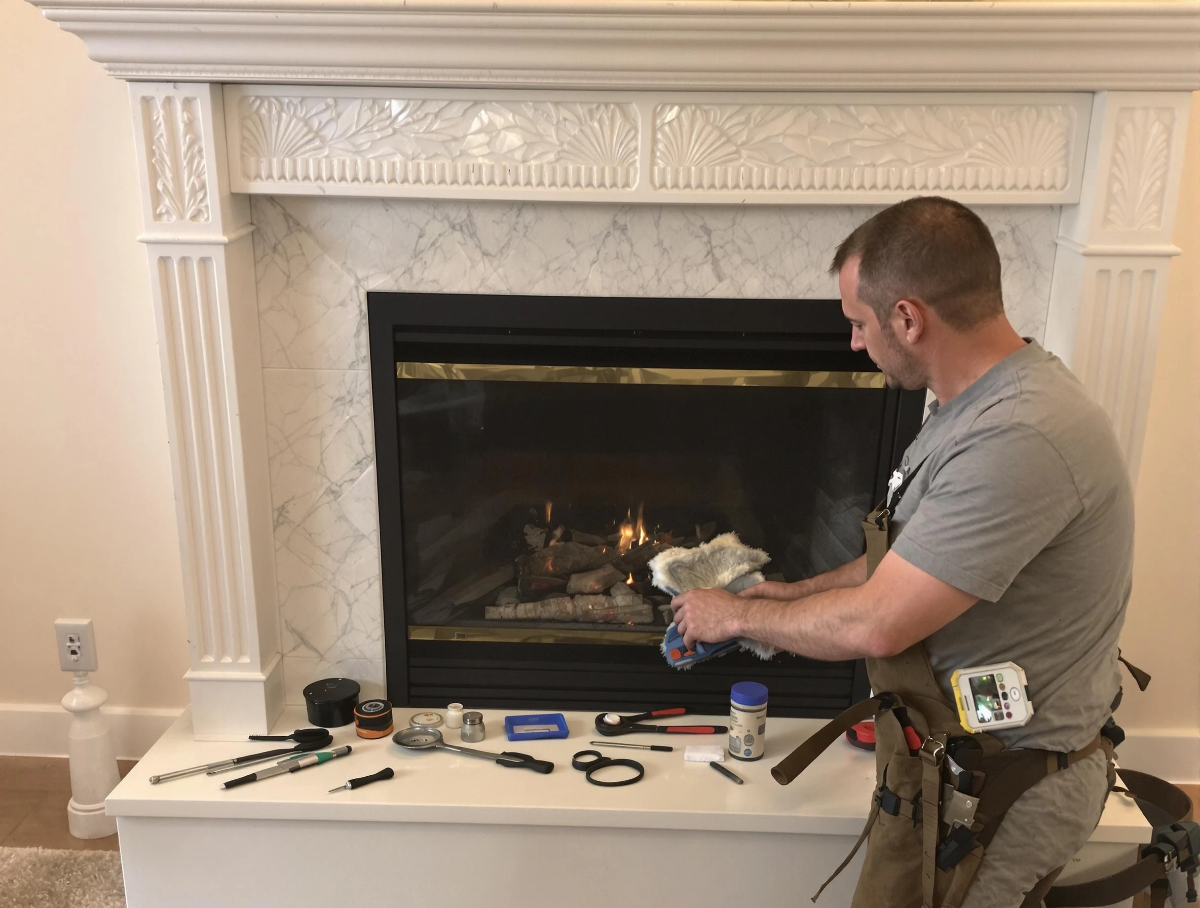 Nashville Chimney Sweep performing fireplace maintenance in Nashville, TN